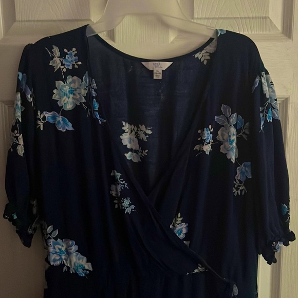 New Look Dresses Navy White And Light Blue Flower Midi Dress From